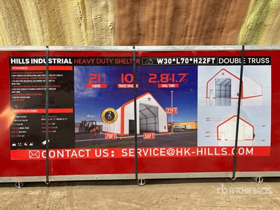 Hills Industrial Heavy Duty Shelter 70 ft x 30 ft x 22 ft Storage Building (Unused)