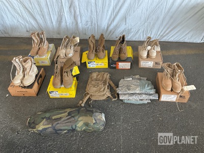 (36) Pairs of Combat Boots, (11) Hydration Carriers & Assorted Items