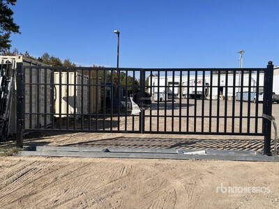 Heavy-Duty Black Galvanized Steel Farm Driveway Swing Gate with Lock – 19.7Ft