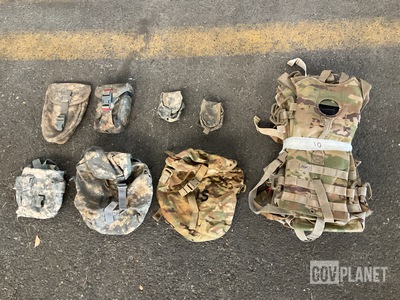 (165) Hydration System Carriers (28) Intrenching Tool Carriers & Assorted Items