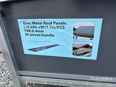 Quantity of (30) 2 ft 6 in x 19 ft 8 in Grey Metal Roof Panels