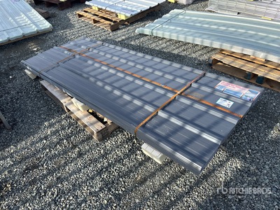 Quantity of (70) 3 ft x 8 ft Grey Metal Roof Panels (Unused)