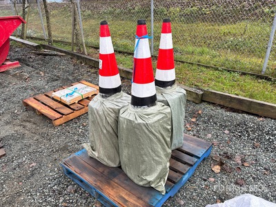 Quantity of (60) Fluorescent Safety Highway Cones (Unused)