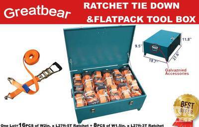Greatbear Ratchet Tie Downs & Storage Box (Unused)