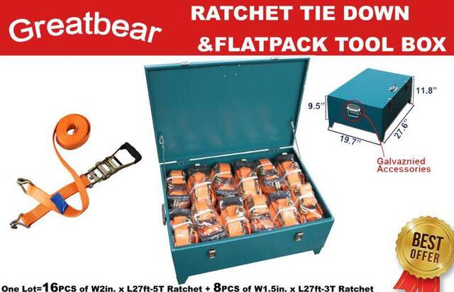 Greatbear Ratchet Tie Downs & Storage Box (Unused) Greatbear Ratchet Tie Downs & Storage Box (Unused)