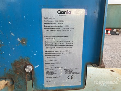 2015 Genie Z4525J Nacelle Articulée