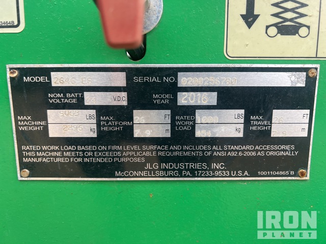 ELEVADOR TIJERA 2016 JLG 2646ES