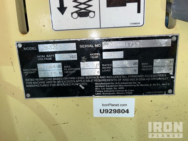 ELEVADOR TIJERA 2016 JLG 2632ES