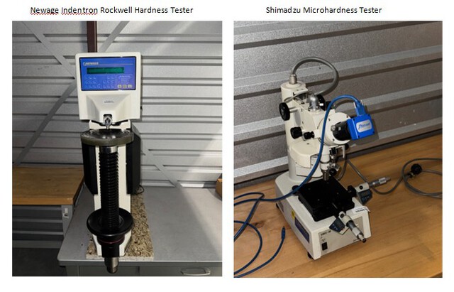 Quantity of (2) Electric Hardness Testing Equipment Newage Indentron Rockwell Tester and Shimadzu Microhardness Tester