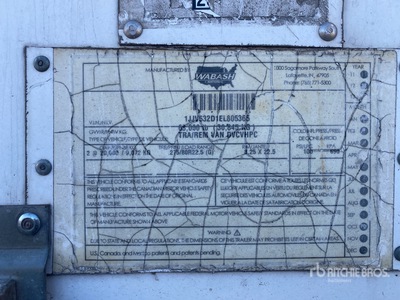 2014 Wabash 53 ft x 102 in T/A Gesloten aanhangwagen