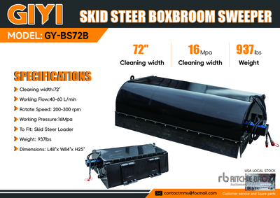 2025 GIYI GY-BS72B 72 in Skid Steer Sweeper (Unused)