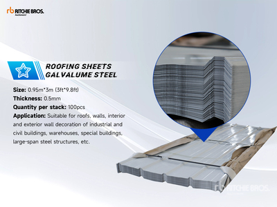 Quantity of (100) 2025 SKLP SKL100 3 ft x 9 ft 8 in Galvalume Steel Sheets Baustahl (Unused)