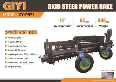 2025 GIYI GY-PR71 71 in Skid Steer Power Rake (Unused)