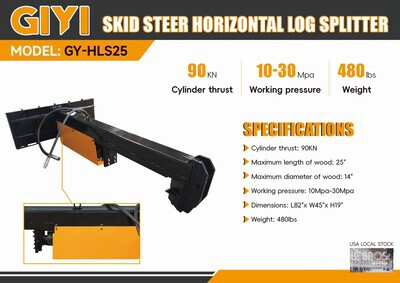 2025 GIYI GY-HLS25 25 in Skid Steer Log Splitter (Unused)