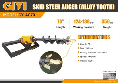 2025 GIYI GY-AG70 Alloy Skid Steer Auger (Unused)