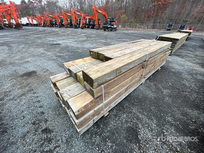 Quantity of (20) 6 in x 10 in x 8 ft - 12 ft Surplus Pressure Treated Timmerhout