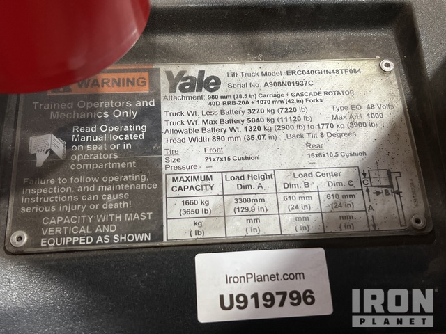 MONTACARGAS ELéCTRICO YALE ERC040GHN48TF084