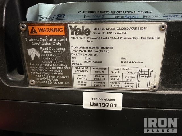 MONTACARGAS 2016 YALE GLC060VXNVSE088