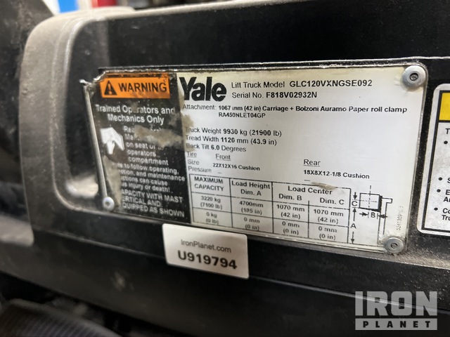 MONTACARGAS 2015 YALE GLC120VXNGSE092