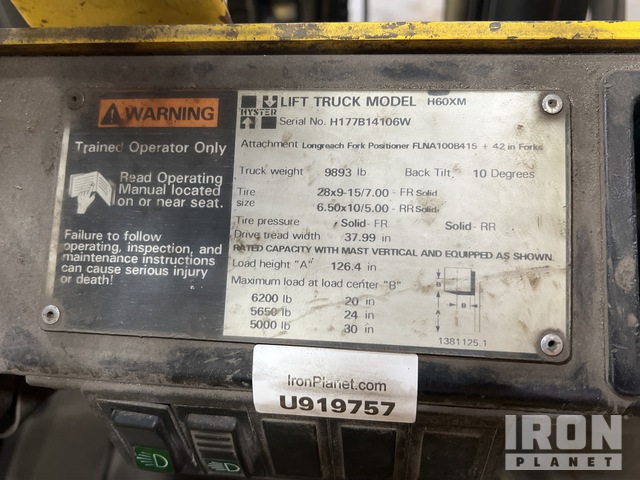 MONTACARGAS 1999 HYSTER H60XM