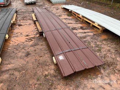 Quantity of (20) 20 ft x 3 ft Brown Metal Roof Panels Divers (Unused)