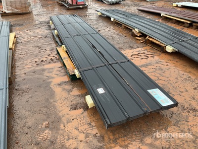 Quantity of (70) 16 ft x 3 ft Black Metal Roof Panels Divers (Unused)