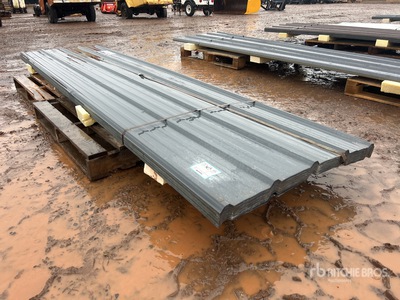 Quantity of (70) 12 ft x 3 ft Grey Metal Roof Panels Divers (Unused)