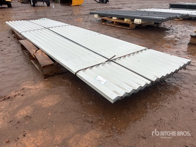 Quantity of (70) 12 ft x 3 ft White Metal Roof Panels Divers (Unused)