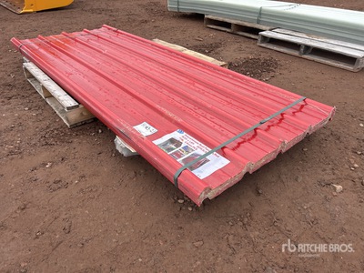 Quantity of (30) 8 Ft x 3 Ft Red Polycarbonate Roof Panel (Unused)