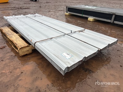 Quantity of (70) 8 ft x 3 ft White Metal Roof Panels Divers (Unused)