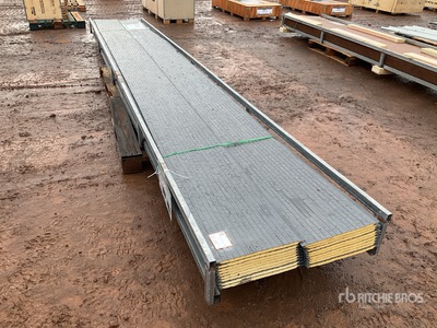 Quantity of (20) Pallets of 19.7 ft x 15 in Grey Polyurethane Insulated Metal Wall Panels Divers (Unused)