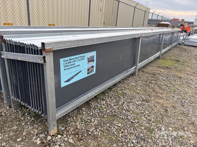 Quantity of (30) 20 ft x Grey Metal Roof Panels (Unused)
