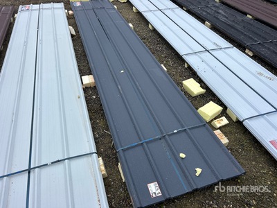 Quantity of (30) 16 ft x 3 ft Grey Metal Roof Panels Divers - autres (Unused)