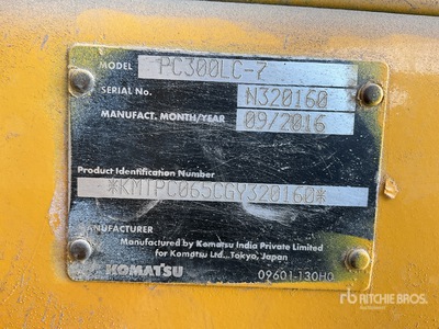 2016 Komatsu PC300LC-7 Excavadora de Cadenas