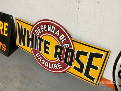 White Rose Gasoline 4 ft Porcelain Sign Articoli da ferramenta e di consumo