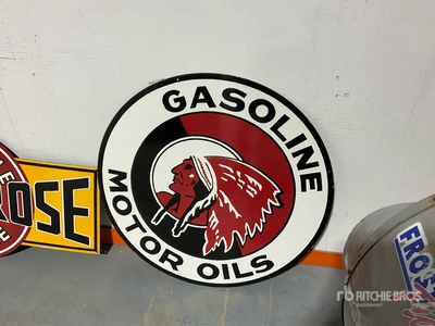 Red Indian Motor Oil 3 ft Double-Sided Porcelain Sign Varios, tienda, almacen, consumidor