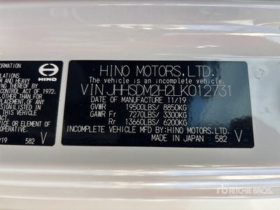 2020 Hino 195H Van Truck