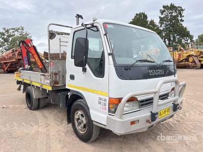 2002 Isuzu NPR 4x2 Flatbed Truck with Crane