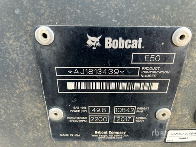 2017 Bobcat E50M Mini Excavator