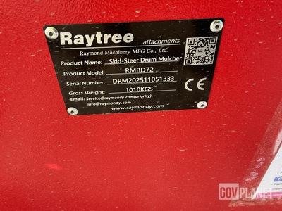 Raytree RMBD72 72" Skid Steer Drum Mulcher - Unused