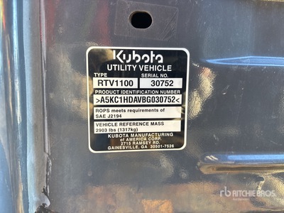 2011 Kubota RTV-1100R Utility Vehicle