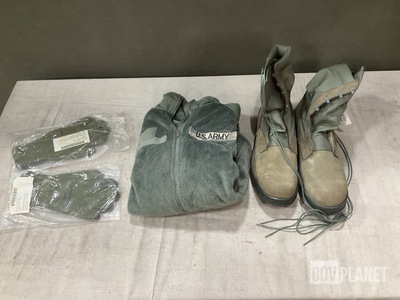 (4) Pairs of Hot Weather Boots, (28) Cold Weather Jackets & Assorted Items