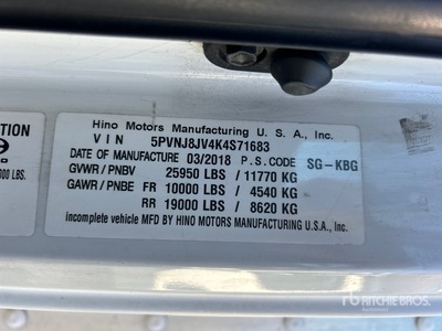 2019 Hino 268 4x2 Van Truck