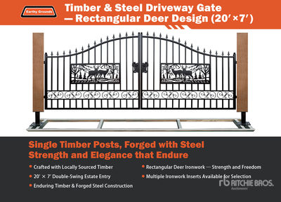 EG EarthyGrounds Gate-T12 20 ft Timber and Steel Puerta de entrada (Unused)