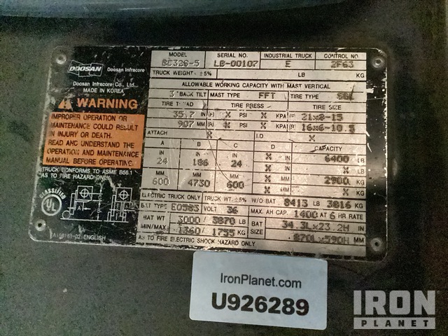 MONTACARGAS ELéCTRICO 2007 DOOSAN BC32S5