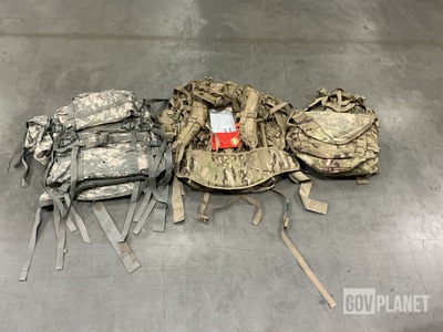 (2) Medium MOLLE Packs, (7) Large Field Pack Rucksacks & Assorted Items