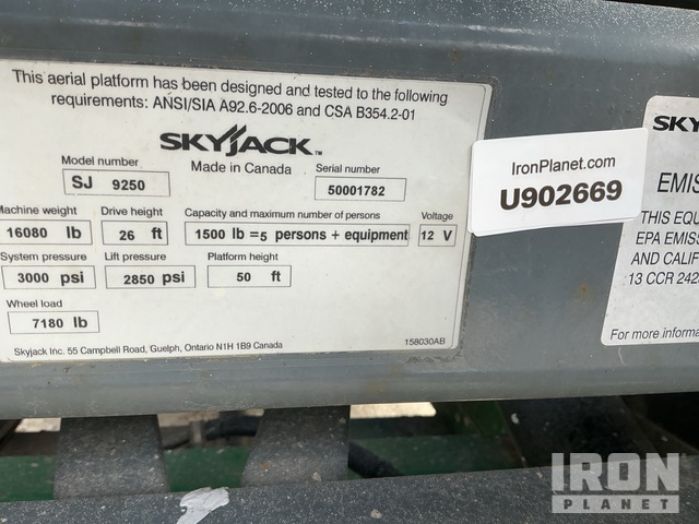 ELEVADOR TIJERA 2016 SKYJACK SJ9250RT