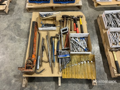 Quantity of Assorted Wrenches, Hammers, Pry Bars, Jack-all Divers