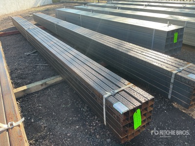 Quantity of (25) 2 1/4 in Square Blk Schedule 10 x 21 ft Steel Tubo (Unused)