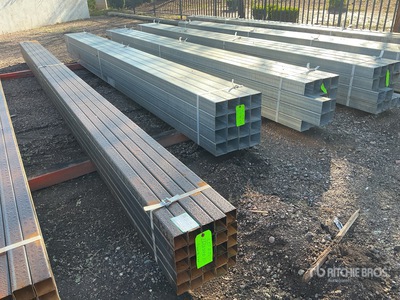 Quantity of (25) 2 1/4 in Square Blk Schedule 10 x 21 ft Steel Tubo (Unused)
